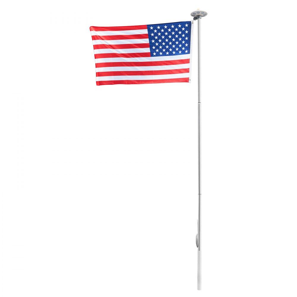 VEVOR Flag Pole, 20ft Heavy Duty Sectional Flagpole Kit with 136 LED Solar Light for Outside House In Ground, Outdoor Aluminum Flagpole with 3x5 American Flag for Yard, Residential, Commercial, Silver