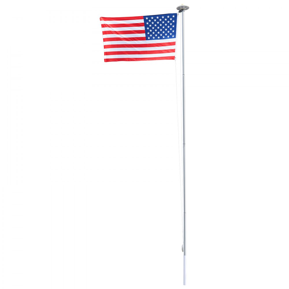 VEVOR Flag Pole, 25ft Heavy Duty Sectional Flagpole Kit with 136 LED Solar Light for Outside House In Ground, Outdoor Aluminum Flagpole with 3x5 American Flag for Yard, Residential, Commercial, Silver