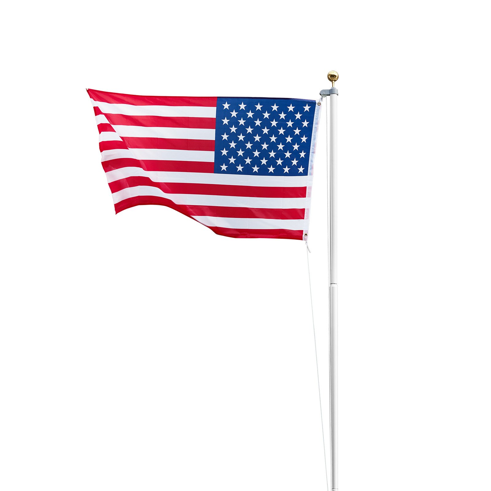 VEVOR Flag Pole, 25ft Heavy Duty Sectional Flagpole Kit for Outside House In Ground, Extra Thick Outdoor Aluminum Flagpole Kit with 3x5 American Flag for Yard, Residential or Commercial Use, Silver