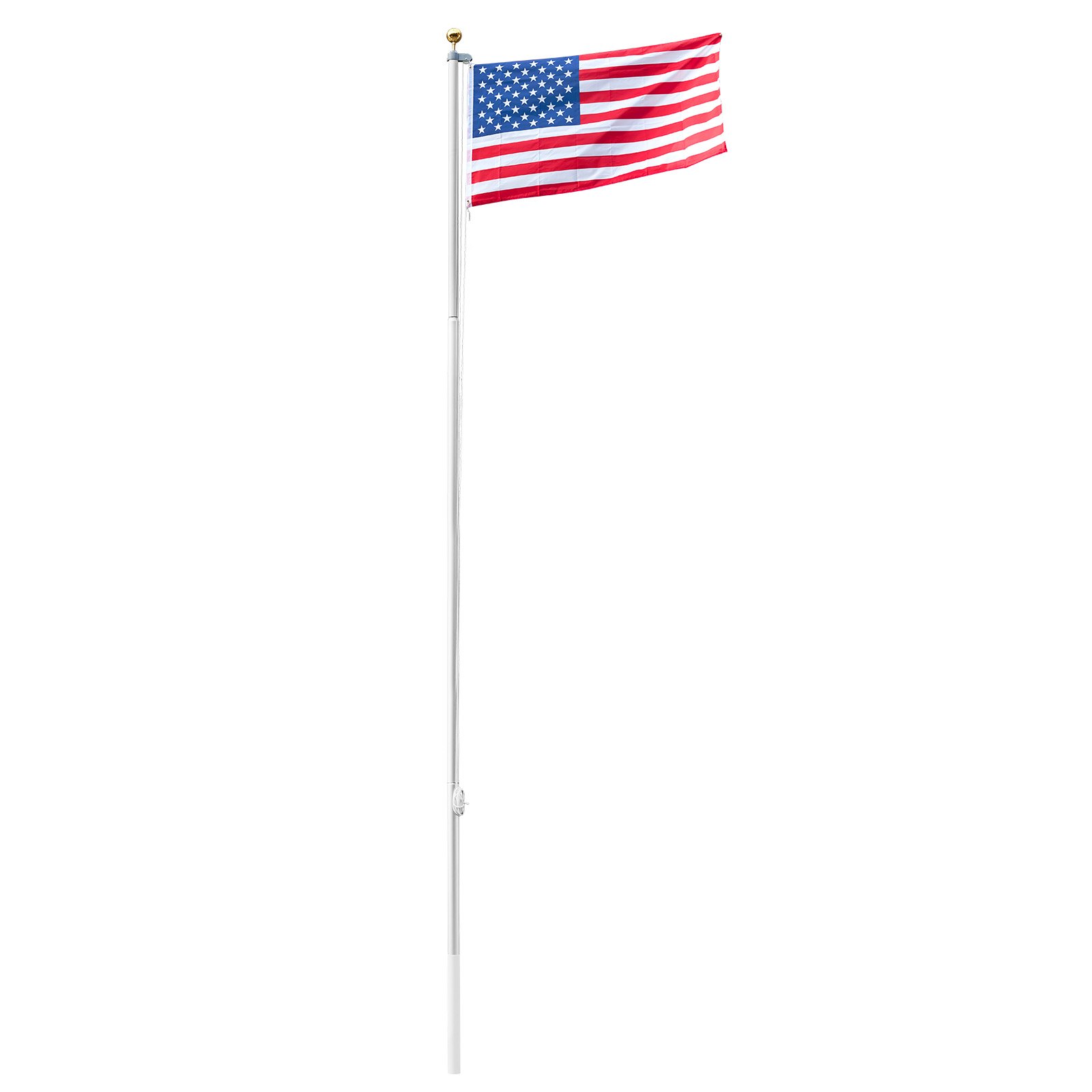 VEVOR Flag Pole, 25ft Heavy Duty Sectional Flagpole Kit for Outside House In Ground, Extra Thick Outdoor Aluminum Flagpole Kit with 3x5 American Flag for Yard, Residential or Commercial Use, Silver