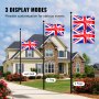 VEVOR 20FT Telescopic Flagpole Kit Heavy Duty Aluminum Flag Pole British Black