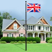 VEVOR 20FT Telescopic Flagpole Kit Heavy Duty Aluminum Flag Pole British Black