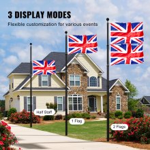 VEVOR 20FT Telescopic Flagpole Kit Heavy Duty Aluminum Flag Pole British Black