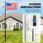 VEVOR 20FT Telescopic Flagpole Kit, Heavy Duty Aluminum Alloy Flag Pole Kit in Ground for Outside, 3 Display Modes Flagpole with Professional Accessories, Black