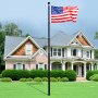 VEVOR 20FT Telescopic Flagpole Kit, Heavy Duty Aluminum Alloy Flag Pole Kit in Ground for Outside, 3 Display Modes Flagpole with Professional Accessories, Black