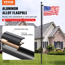 VEVOR 20FT Detachable Flagpole Kit Heavy Duty Aluminum Flag Pole Black