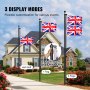 VEVOR 20FT Detachable Flagpole Kit Heavy Duty Aluminum Flag Pole British Black