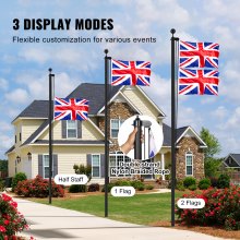 VEVOR 20FT Detachable Flagpole Kit Heavy Duty Aluminum Flag Pole British Black