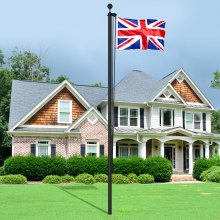 VEVOR 20FT Detachable Flagpole Kit Heavy Duty Aluminum Flag Pole British Black