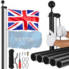 VEVOR 20FT Detachable Flagpole Kit Heavy Duty Aluminum Flag Pole British Black