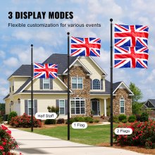 VEVOR 25FT Telescopic Flagpole Kit Heavy Duty Aluminum Flag Pole British Black