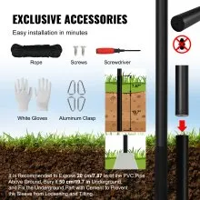 VEVOR 25FT Detachable Flagpole Kit Heavy Duty Aluminum Flag Pole British Black