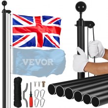 VEVOR 30FT Detachable Flagpole Kit Heavy Duty Aluminum Flag Pole British Black