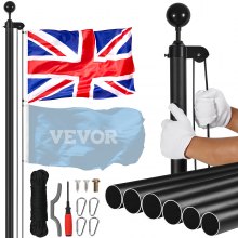 VEVOR 30FT Detachable Flagpole Kit Heavy Duty Aluminum Flag Pole British Black