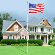 VEVOR 20FT Telescoping Flag pole Kit, Heavy Duty Aluminum Alloy in Ground Flag Poles for Outside, 3 Display Modes Flagpole with 3x5 American Flag, Professional Accessories, Silver