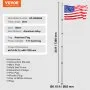 VEVOR 25FT Telescoping Flag pole Kit, Heavy Duty Aluminum Alloy in Ground Flag Poles for Outside, 3 Display Modes Flagpole with 3x5 American Flag, Professional Accessories, Silver