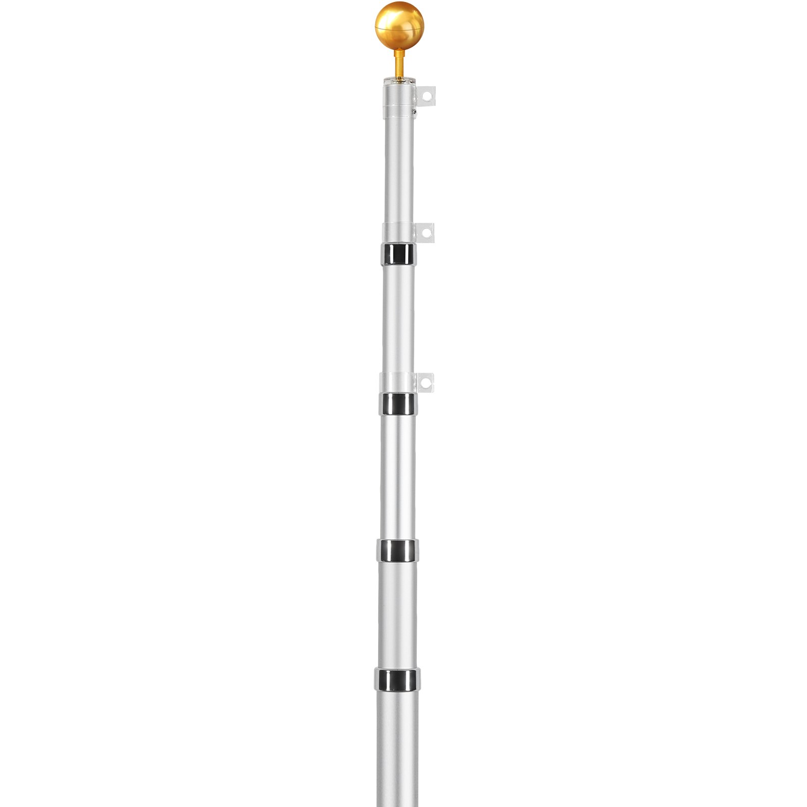 VEVOR 25FT Telescoping Flag pole Kit, Heavy Duty Aluminum Alloy in Ground Flag Poles for Outside, 3 Display Modes Flagpole with 3x5 American Flag, Professional Accessories, Silver
