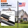 VEVOR flagpole kit with aluminum alloy layers, anti-rust coating, and an american flag in front of a house.