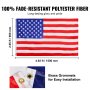 us flag made of fade-resistant polyester fiber with brass grommets for the VEVOR flagpole kit.