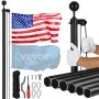 VEVOR 30FT Detachable Flagpole Kit Heavy Duty Aluminum Flag Pole American Black