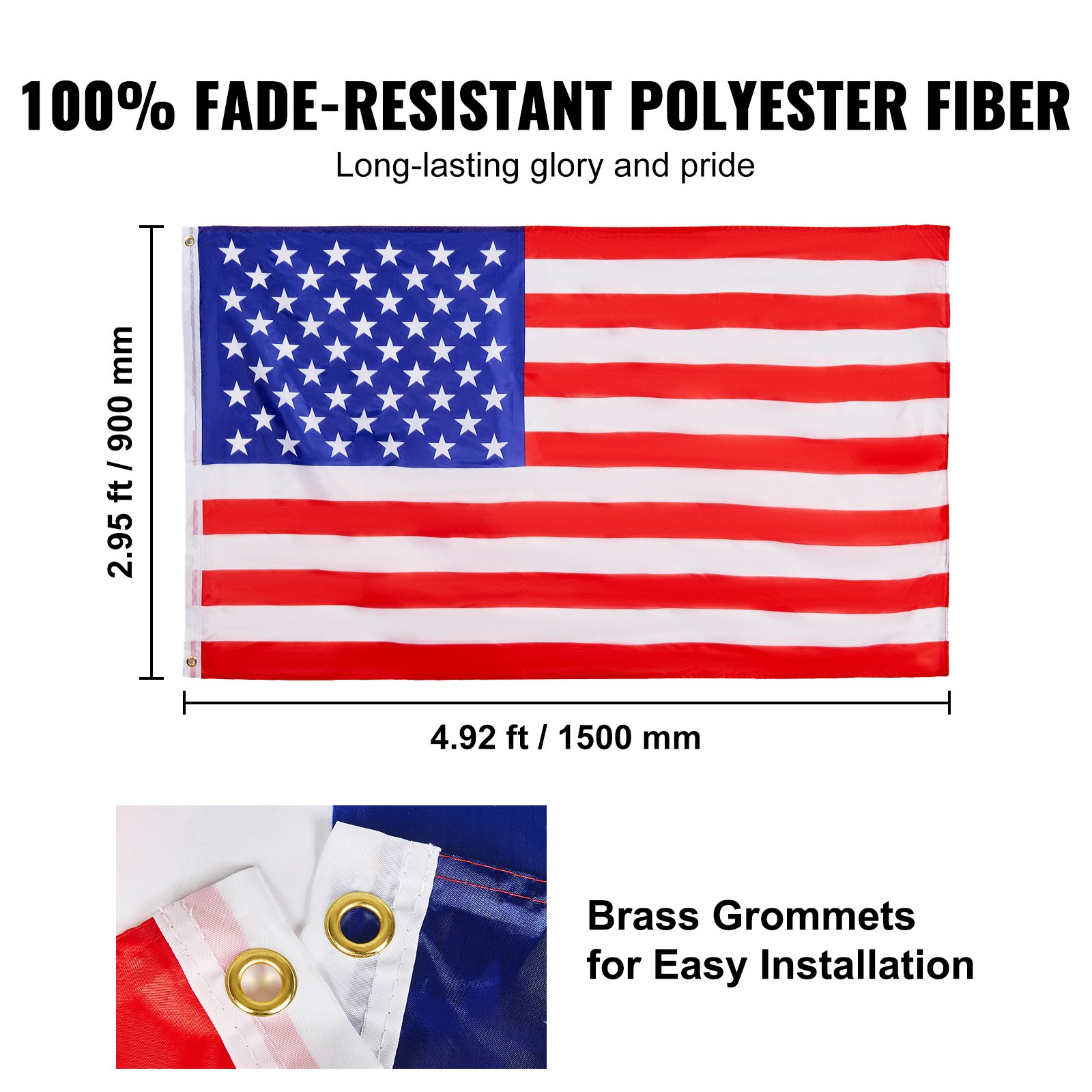 VEVOR 30FT Sectional Flag pole Kit, Heavy Duty Aluminum Alloy in Ground Flag poles for Outside, 3 Display Modes Flagpole with 3x5 American Flag, Professional Accessories, Black
