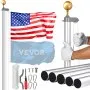 VEVOR 25FT Detachable Flagpole Kit Heavy Duty Aluminum Flag Pole American Silver