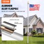 VEVOR Kit de mástil de bandera desmontable de 20 pies, asta de bandera de aluminio resistente, plata americana