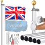 VEVOR 20FT Detachable Flagpole Kit Heavy Duty Aluminum Flag Pole British Silver