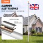 VEVOR 20FT Detachable Flagpole Kit Heavy Duty Aluminum Flag Pole British Silver