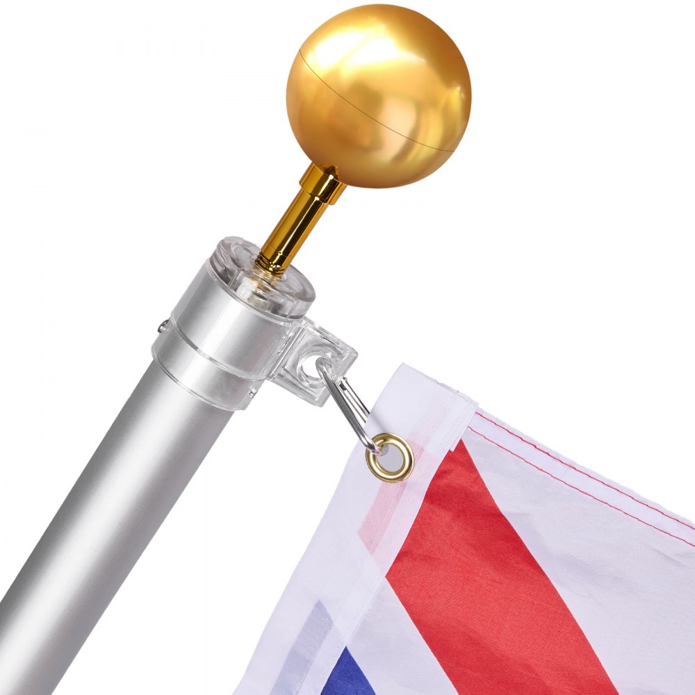 VEVOR 25FT Telescopic Flagpole Kit, Heavy Duty Aluminum Alloy Flag Pole Kit in Ground for Outside, 3 Display Modes Flagpole with Professional Accessories, British Flag, Silver