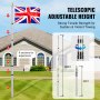 VEVOR 30FT Telescopic Flagpole Kit Heavy Duty Aluminum Flag Pole British Silver