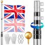 VEVOR 30FT Telescopic Flagpole Kit Heavy Duty Aluminum Flag Pole British Silver