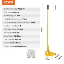 VEVOR Pallet Buster, 41-Inch Handle, 2000 lbs Weight Capacity, Q235 Carbon Steel, Heavy Duty Deck Wrecker Demolition Wood Pallet Tool Breaker Pry Bar Puller for Efficient and Effortless Board Removal