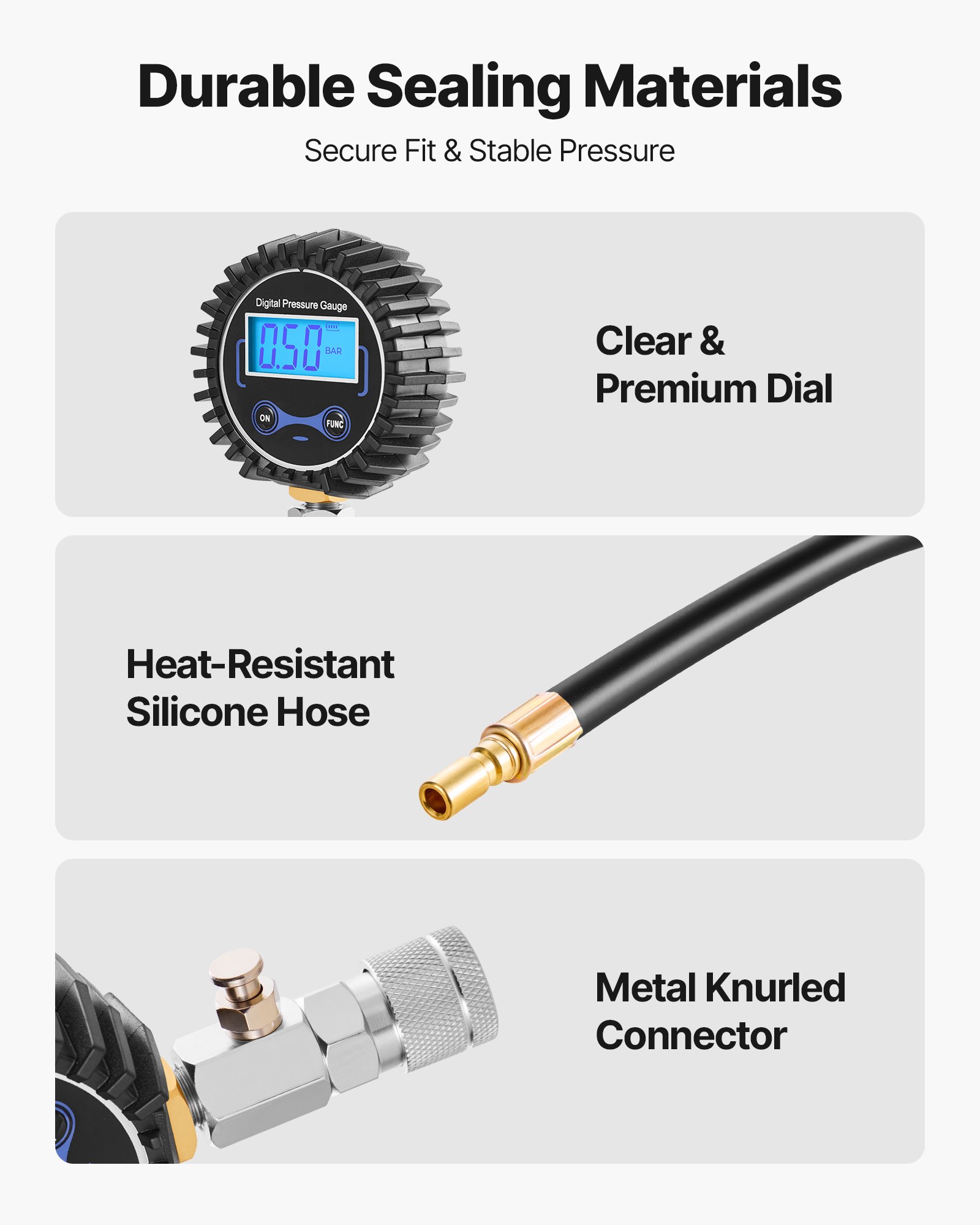 VEVOR Engine Cylinder Compression Tester Kit, Pressure Gauge Range of 10-200 PSI, Compression Tester Kit with 4 Adapters, Straight & Angled Extended Metal Tubes for Automotive Cars and Motorcycles