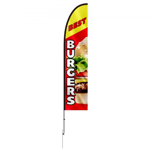 QSUM 8.2FT Tacos Feather Flag Pole Kit, Durable Advertising Display, Business Sign, Easy Assembly