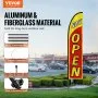 VEVOR Open Flag with Pole Kit, Advertising Flag for Business Outside, Advertising Feather Flag Kit, Includes 1 Banner Flag, 1 Pole, 1 Ground Stake, Open Signs Swooper Flag for Businesses 16.3 FT