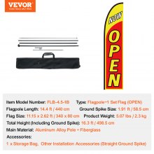 VEVOR Open Flags for Business Advertising Flags for Outside Banner Flag and Pole