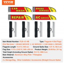 VEVOR Auto Repair Advertising Feather Flag Kit Swooper Flags and Poles 16.3 FT