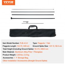 VEVOR Feather Flag Pole Kit Swooper Flag Pole Set 16.3 ft with A Ground Stake