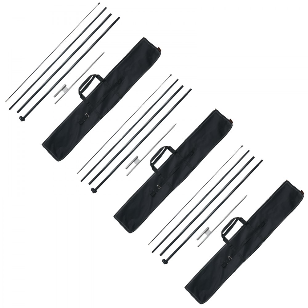VEVOR Feather Flag Pole Kit, 3 Packs Swooper Flag Pole 16.3 ft, Sign Flag Poles for Business Advertising Flags Outdoor, with Ground Stakes and A Carrying Bag (Flag Not Included)