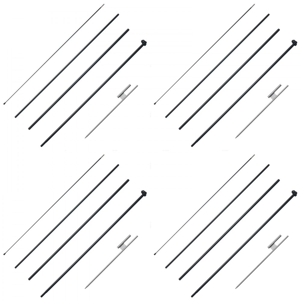 VEVOR Feather Flag Pole Kit, 4 Packs Swooper Flag Pole 16.3 ft, Sign Flag Poles for Business Advertising Flags Outdoor, with Ground Stakes and A Carrying Bag (Flag Not Included)
