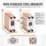 VEVOR plate heat exchanger installation guide with stainless steel brackets for stable, vertical mounting.