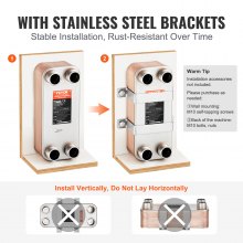 VEVOR Heat Exchanger, 5"x 12" 30 Plates Brazed Plate Heat Exchanger, Copper/316L Stainless Steel Water To Water Heat Exchanger For Floor Heating, Water Heating, Snow Melting, Beer Cooling