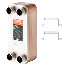 VEVOR Heat Exchanger, 5"x 12" 30 Plates Brazed Plate Heat Exchanger, Copper/316L Stainless Steel Water To Water Heat Exchanger For Floor Heating, Water Heating, Snow Melting, Beer Cooling