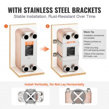 VEVOR Heat Exchanger, 5"x 12" 50 Plates Brazed Plate Heat Exchanger, Copper/316L Stainless Steel Water To Water Heat Exchanger For Floor Heating, Water Heating, Snow Melting, Beer Cooling