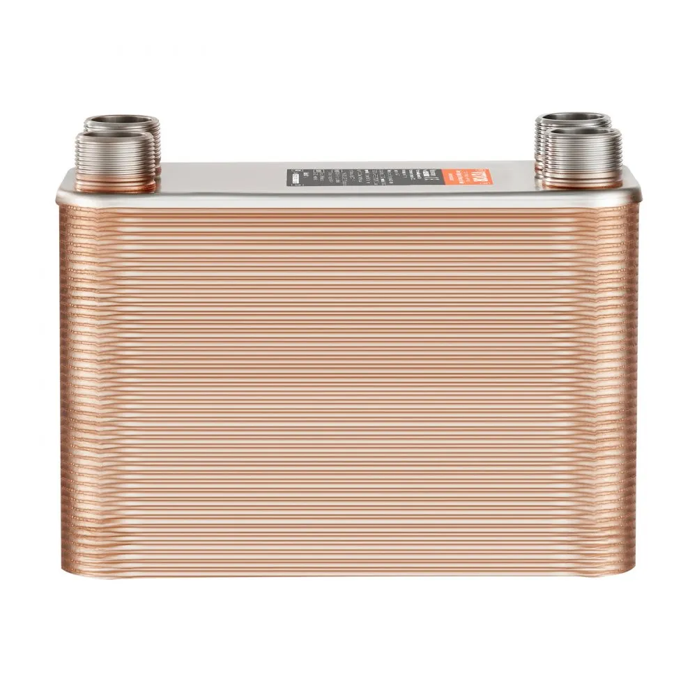 VEVOR Heat Exchanger, 5"x 12" 80 Plates Brazed Plate Heat Exchanger, Copper/316L Stainless Steel Water To Water Heat Exchanger For Floor Heating, Water Heating, Snow Melting, Beer Cooling