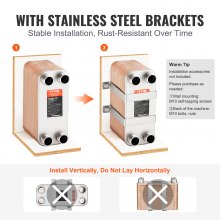 VEVOR Heat Exchanger, 5"x 12" 80 Plates Brazed Plate Heat Exchanger, Copper/316L Stainless Steel Water To Water Heat Exchanger For Floor Heating, Water Heating, Snow Melting, Beer Cooling