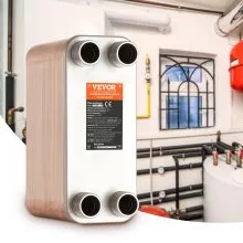 VEVOR Heat Exchanger, 5"x 12" 80 Plates Brazed Plate Heat Exchanger, Copper/316L Stainless Steel Water To Water Heat Exchanger For Floor Heating, Water Heating, Snow Melting, Beer Cooling