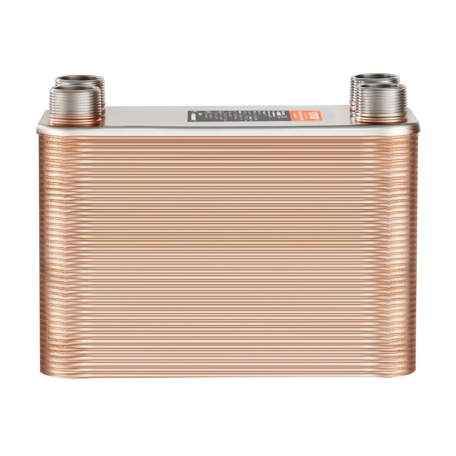 VEVOR Heat Exchanger, 5"x 12" 80 Plates Brazed Plate Heat Exchanger, Copper/316L Stainless Steel Water To Water Heat Exchanger For Floor Heating, Water Heating, Snow Melting, Beer Cooling