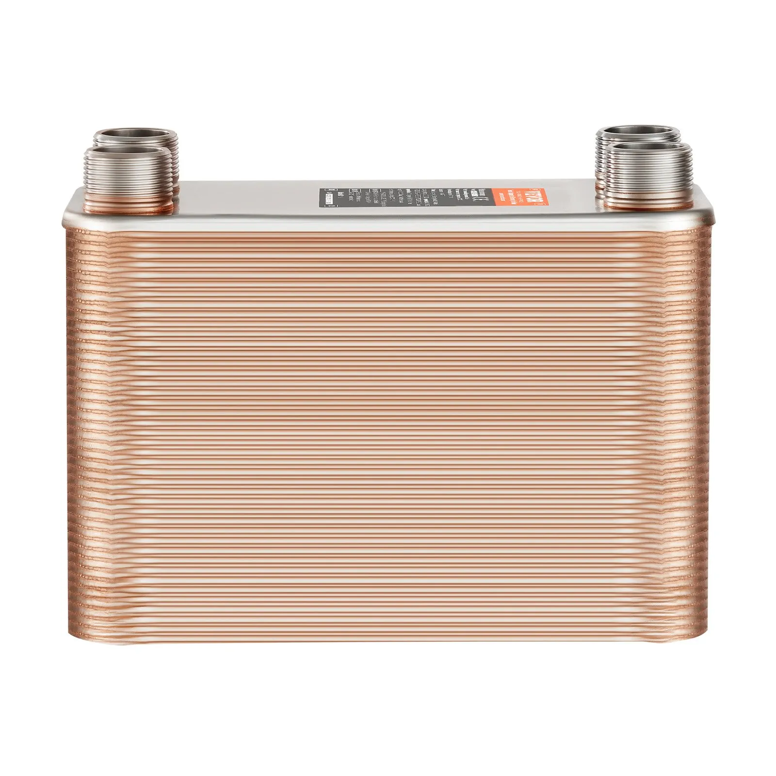 VEVOR Heat Exchanger, 5"x 12" 80 Plates Brazed Plate Heat Exchanger, Copper/316L Stainless Steel Water To Water Heat Exchanger For Floor Heating, Water Heating, Snow Melting, Beer Cooling